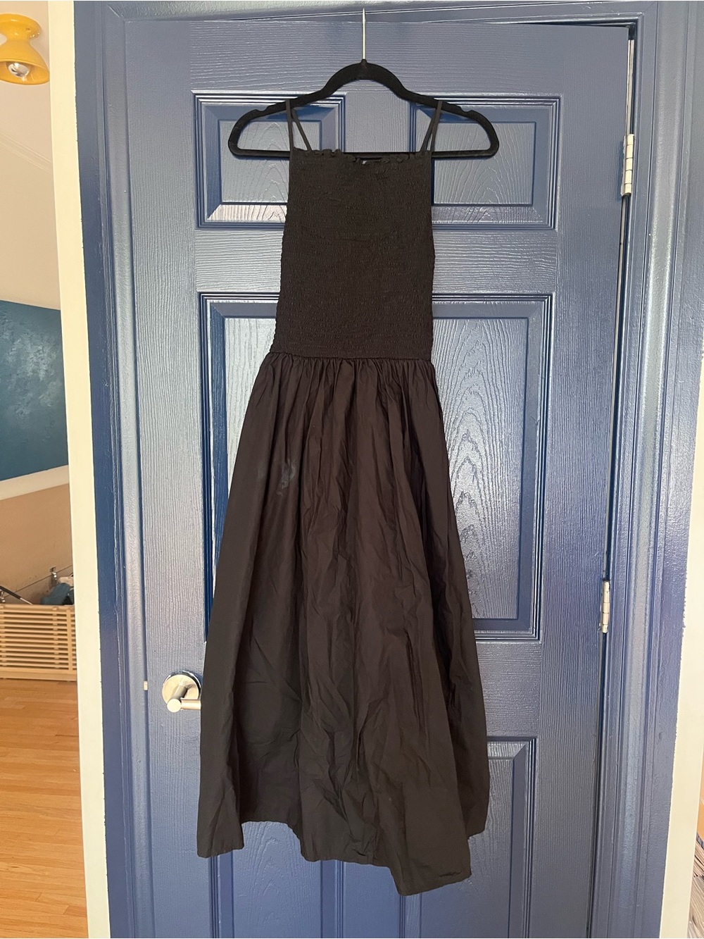 J Crew Black Smocked Bodice Maxi Dress — size L